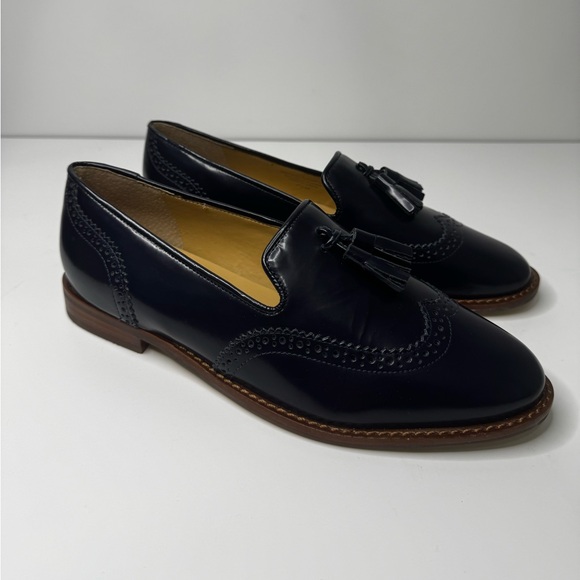 Talbots Women’s Navy Blue Napa Leather Leighton Brogue Loafers Sz 6.5 - Picture 8 of 9